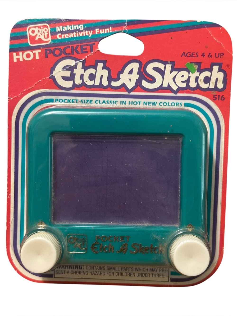 Ohio Art Hot Pocket Blue Green Etch A Sketch 1994 Retro Drawing Draw Toy NEW